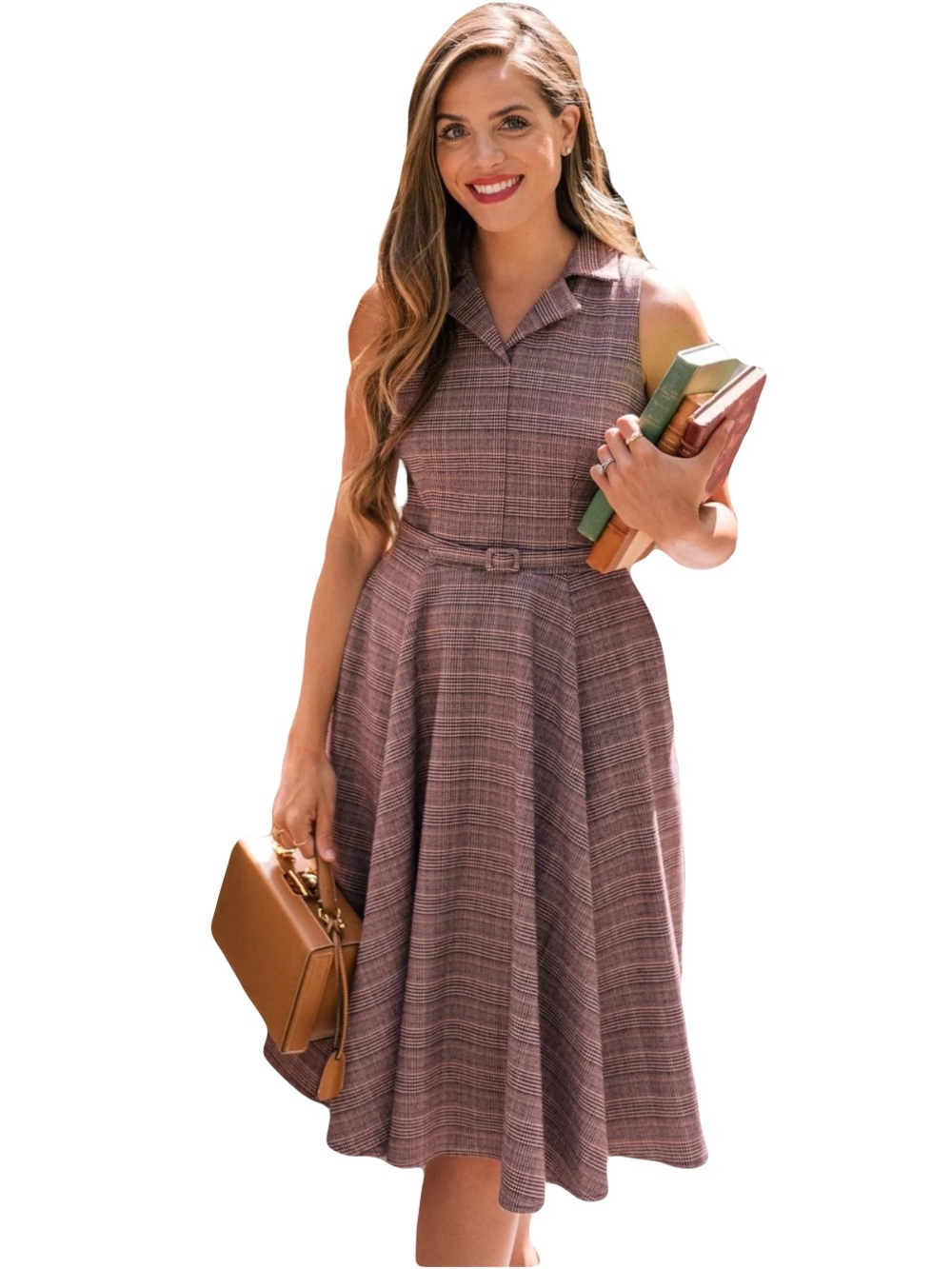 Gal Meets Glam Rita Menswear Plaid Fit & Flare Shirtdress 10